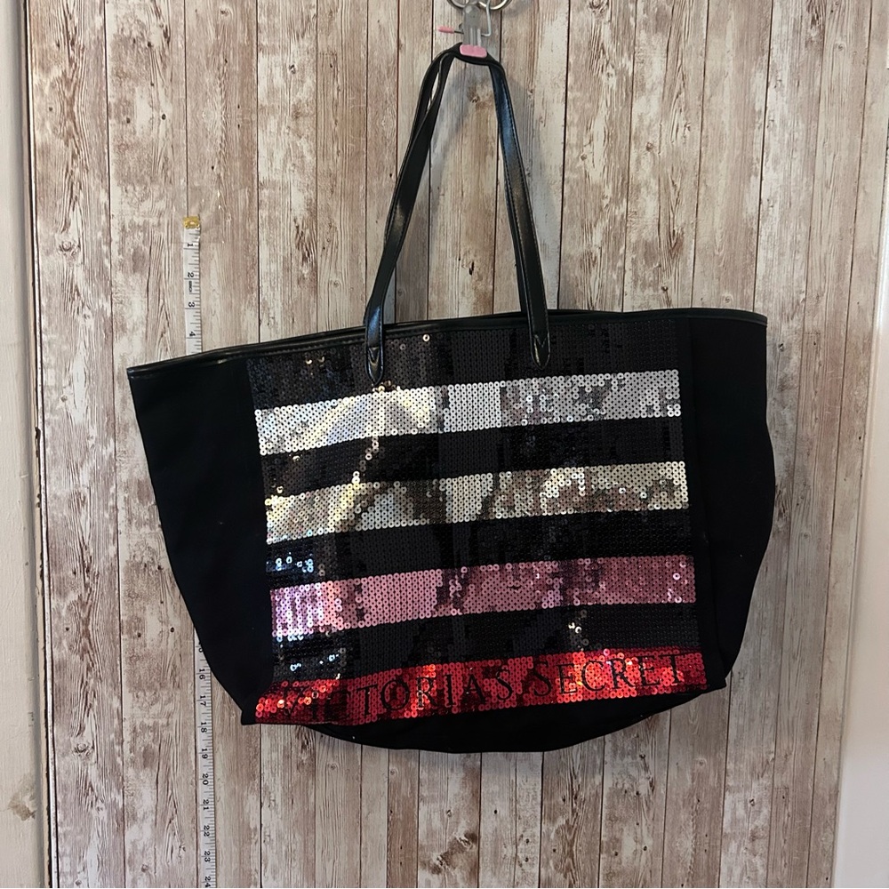 Victoria's Secret Black Sequin Tote Bag
